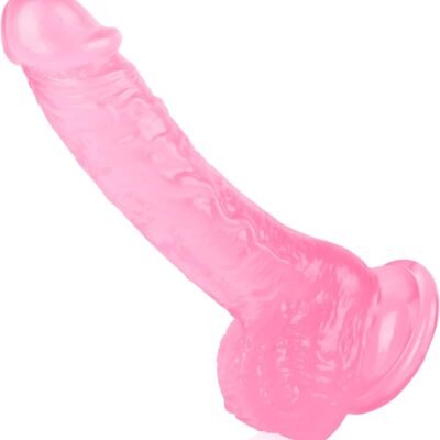 7 Inch Soft Pink Dildo, Realistic Silicone Medium Anal Dildos Stimulation Vaginal G-Spot and Anal, Safe Material Lifelike Men Penis with Strong Suction Cup, Adult Sex Toys for Women/Beginner Sexual