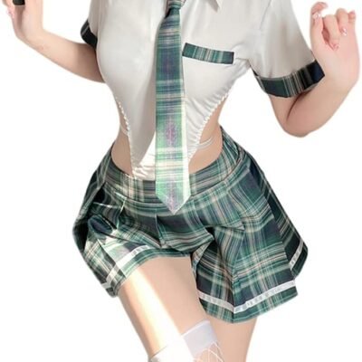 Japanese female student JK pleated skirt anime jumpsuit sexy tight fitting pajama underwear